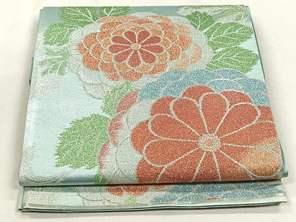 平和屋着物◎六通柄袋帯　花唐草文　銀糸　正絹　逸品　CABJ6021yk