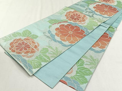 平和屋着物◎六通柄袋帯　花唐草文　銀糸　正絹　逸品　CABJ6021yk