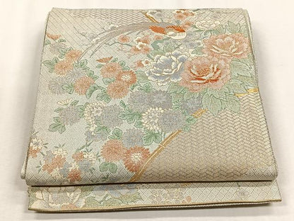 平和屋着物◎宝珠佐賀錦　六通柄袋帯　花鳥文　金銀糸　正絹　逸品　CABJ6022yk