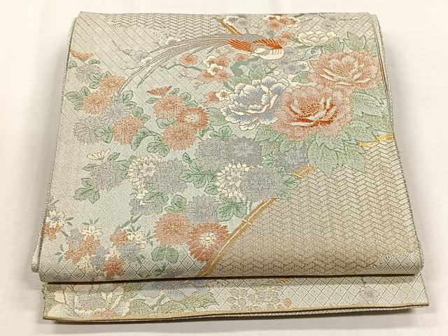平和屋着物◎宝珠佐賀錦　六通柄袋帯　花鳥文　金銀糸　正絹　逸品　CABJ6022yk