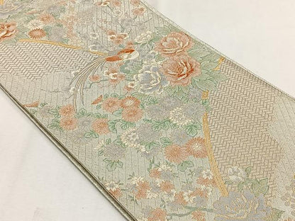 平和屋着物◎宝珠佐賀錦　六通柄袋帯　花鳥文　金銀糸　正絹　逸品　CABJ6022yk