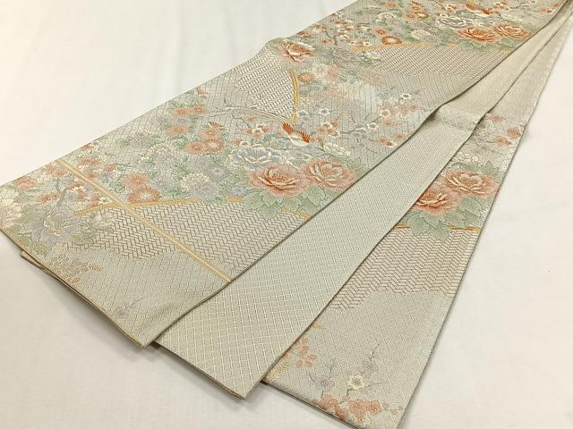 平和屋着物◎宝珠佐賀錦　六通柄袋帯　花鳥文　金銀糸　正絹　逸品　CABJ6022yk
