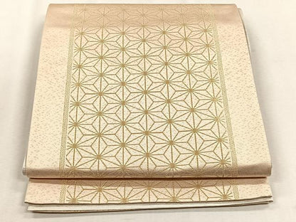 平和屋着物◎全通柄袋帯　麻の葉文様　金糸　正絹　逸品　CABJ6027yk
