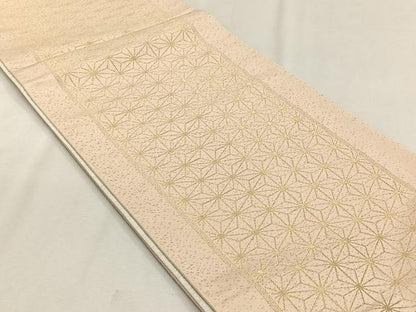 平和屋着物◎全通柄袋帯　麻の葉文様　金糸　正絹　逸品　CABJ6027yk