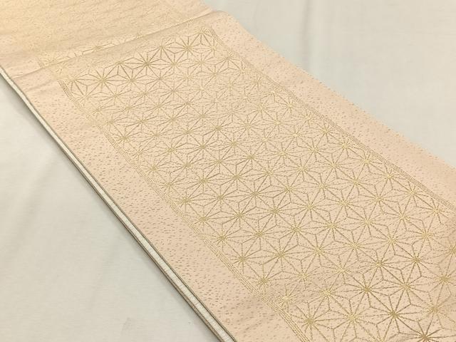 平和屋着物◎全通柄袋帯　麻の葉文様　金糸　正絹　逸品　CABJ6027yk