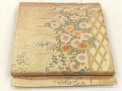 平和屋着物◎六通柄袋帯　唐織　草花文　金銀糸　正絹　逸品　CABJ6031yk