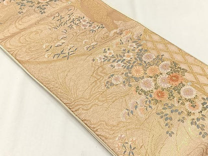 平和屋着物◎六通柄袋帯　唐織　草花文　金銀糸　正絹　逸品　CABJ6031yk