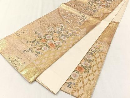 平和屋着物◎六通柄袋帯　唐織　草花文　金銀糸　正絹　逸品　CABJ6031yk
