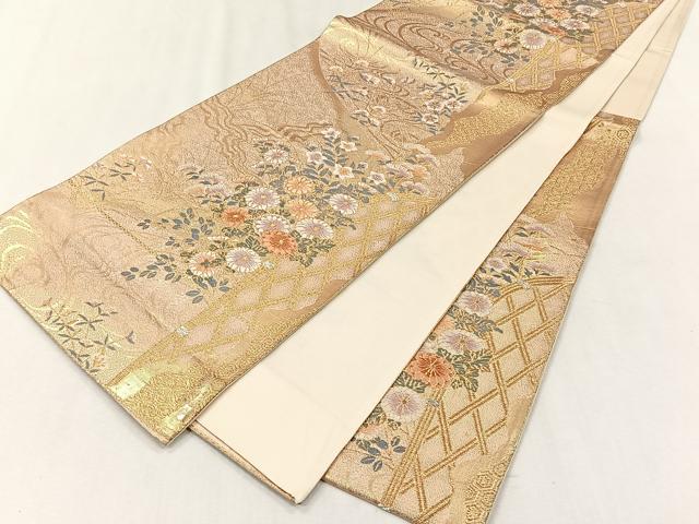 平和屋着物◎六通柄袋帯　唐織　草花文　金銀糸　正絹　逸品　CABJ6031yk