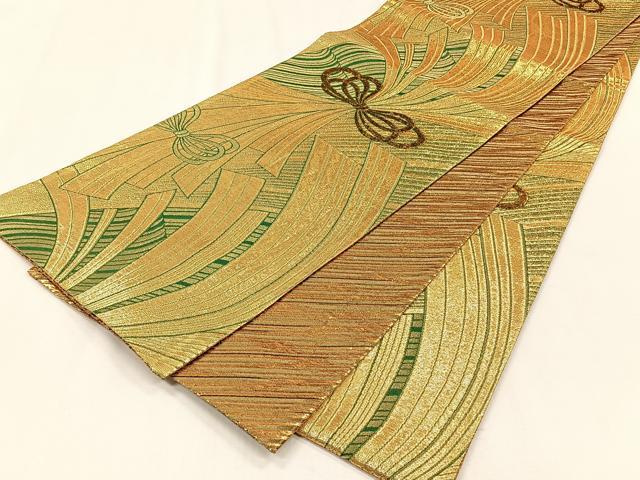 平和屋着物◎両面　全通柄袋帯　束ね熨斗文　金糸　正絹　逸品　CABJ6033yk