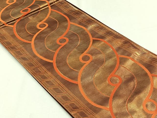 平和屋着物◎六通柄袋帯　幾何学文様　金糸　正絹　逸品　CABJ6037yk