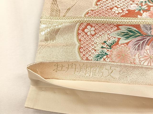 平和屋着物◎六通柄袋帯　唐織　牡丹翔鶴文　金糸　正絹　逸品　CABJ6039yk