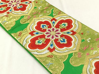 平和屋着物◎六通柄袋帯　花鳥文　金銀糸　正絹　逸品　CABJ6042yk