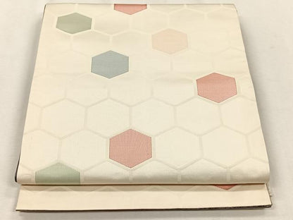 平和屋着物◎両面　六通柄　京袋帯　横段花唐草文　金糸　正絹　逸品　CABJ6048yk