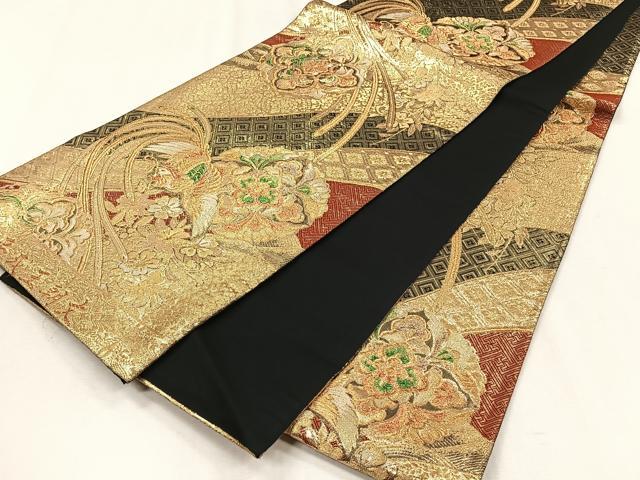平和屋着物◎六通柄袋帯　平成王朝文　金糸　正絹　逸品　CABJ6049yk