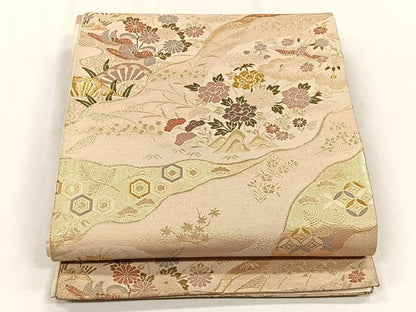 平和屋着物◎六通柄袋帯　唐織　流水鴛鴦花文　金糸　正絹　逸品　CABJ6051yk