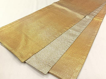平和屋着物◎両面　全通柄袋帯　霞文　金糸　正絹　逸品　CABJ6052yk