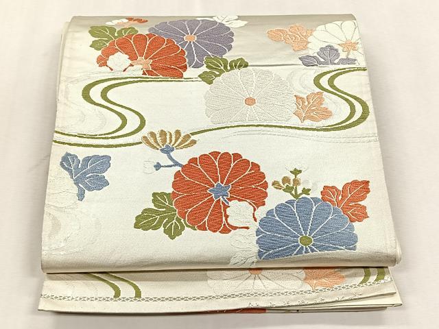 平和屋着物◎六通柄袋帯　唐織　能衣菊花流水文　金糸　正絹　逸品　CABJ6056yk