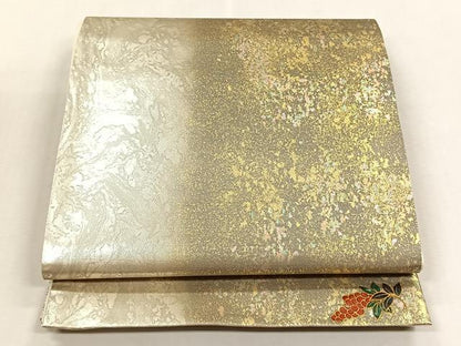平和屋着物◎六通柄袋帯　霞文　ワンポイント　葡萄　金銀糸　未使用　CABJ6064yk