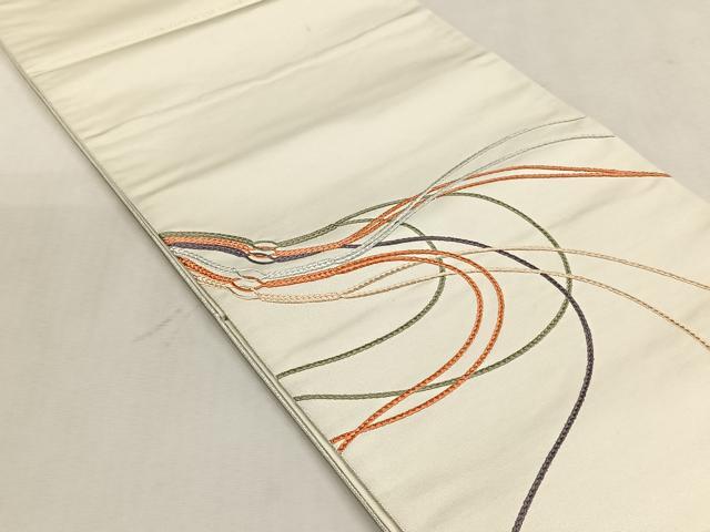 平和屋着物◎太鼓柄袋帯　総刺繍　幾何学文様　正絹　逸品　CABJ6065yk