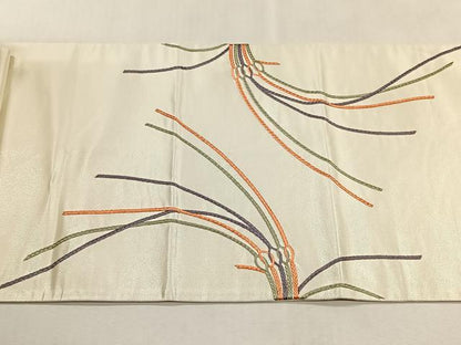 平和屋着物◎太鼓柄袋帯　総刺繍　幾何学文様　正絹　逸品　CABJ6065yk
