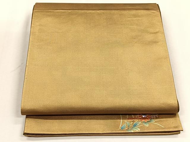 平和屋着物◎六通柄袋帯　螺鈿　霞文　ワンポイント　花蝶文　正絹　逸品　未使用　CABJ6068yk