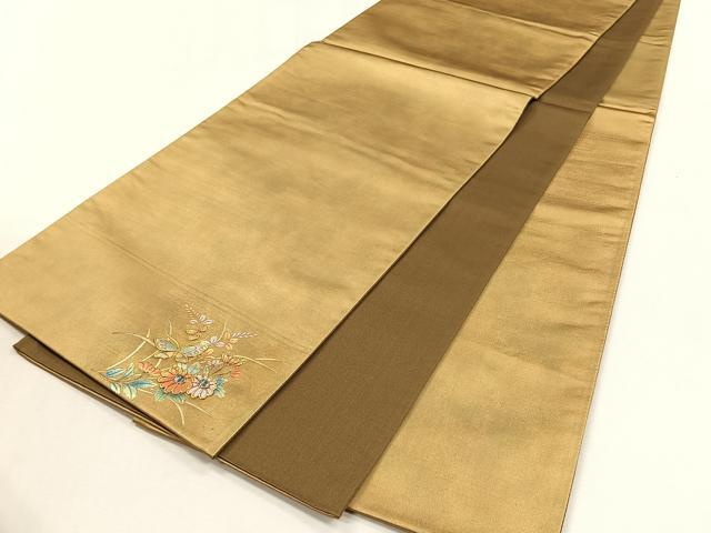 平和屋着物◎六通柄袋帯　螺鈿　霞文　ワンポイント　花蝶文　正絹　逸品　未使用　CABJ6068yk