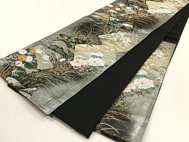 平和屋着物◎六通柄袋帯　唐織　銀白風流　金銀糸　正絹　逸品　CABJ6071yk