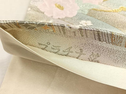 平和屋着物◎六通柄袋帯　鼓花文　プラチナ箔　正絹　逸品　CABJ6073yk