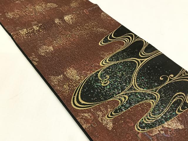 平和屋着物◎太鼓柄袋帯　螺鈿粧　流水文　金糸正絹　逸品　CABJ6074yk