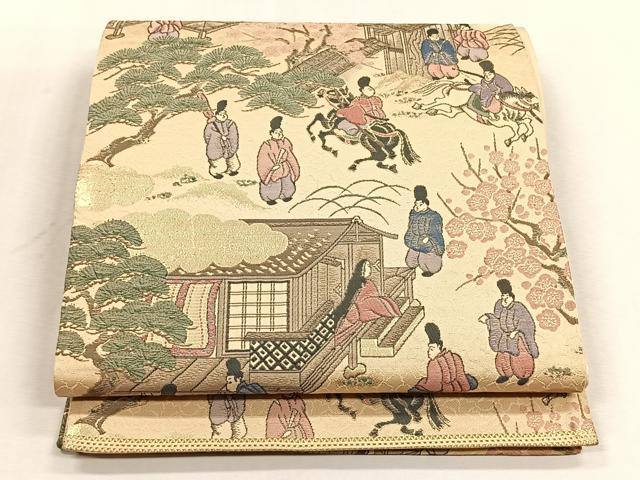 平和屋着物◎六通柄袋帯　洛中洛外絵巻図　金糸　正絹　逸品　CABJ6076yk