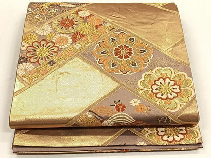 平和屋着物◎六通柄袋帯　唐織　檜垣鳳凰花文　金糸　三越扱い　正絹　逸品　CABJ6079yk