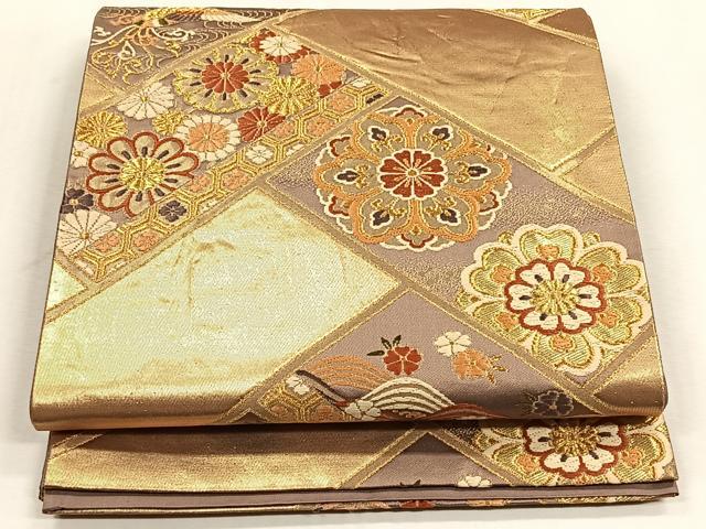 平和屋着物◎六通柄袋帯　唐織　檜垣鳳凰花文　金糸　三越扱い　正絹　逸品　CABJ6079yk