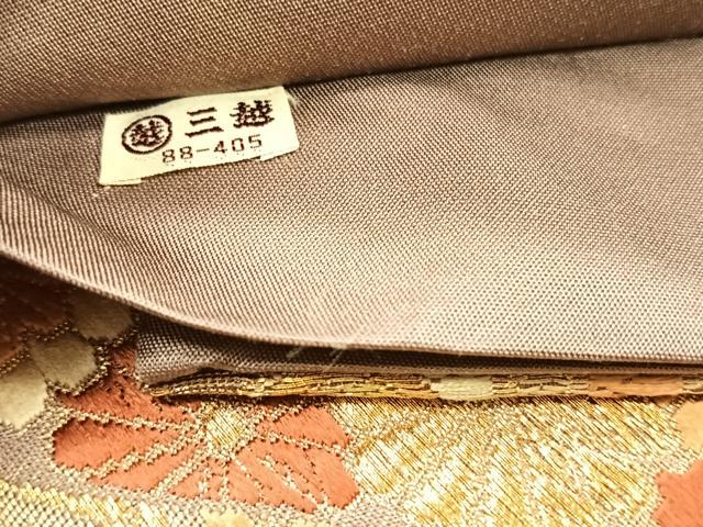 平和屋着物◎六通柄袋帯　唐織　檜垣鳳凰花文　金糸　三越扱い　正絹　逸品　CABJ6079yk
