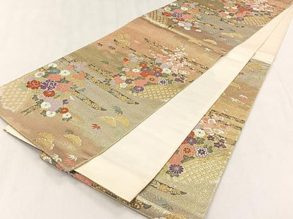 平和屋着物◎六通柄袋帯　唐織　松竹梅　金糸　正絹　逸品　CABJ6082yk