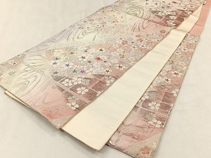 平和屋着物◎六通柄袋帯　舞桜文　プラチナ箔二重織　正絹　逸品　CABJ6083yk