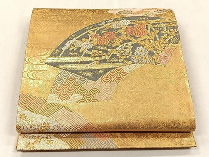 平和屋着物◎六通柄袋帯　唐織　春秋地紙文　金銀糸　正絹　逸品　CABJ6087yk