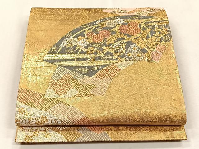 平和屋着物◎六通柄袋帯　唐織　春秋地紙文　金銀糸　正絹　逸品　CABJ6087yk