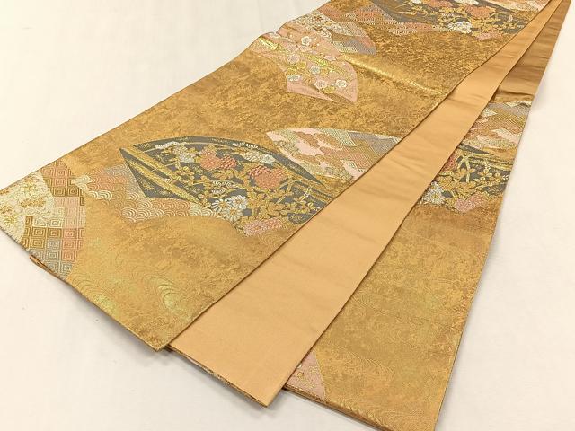 平和屋着物◎六通柄袋帯　唐織　春秋地紙文　金銀糸　正絹　逸品　CABJ6087yk