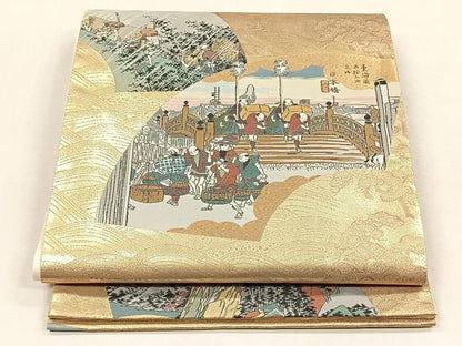 平和屋着物◎六通柄袋帯　広重づくし　金糸　正絹　逸品　CABJ6094yk