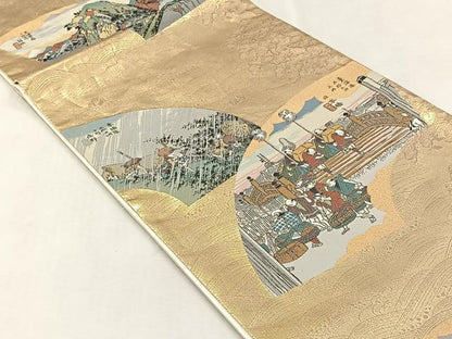 平和屋着物◎六通柄袋帯　広重づくし　金糸　正絹　逸品　CABJ6094yk