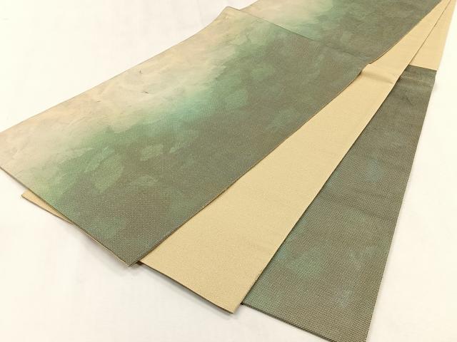 平和屋着物◎六通柄袋帯　霞文　金通し地　正絹　逸品　未使用　CABJ6095yk