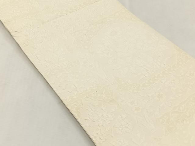 平和屋着物◎全通柄袋帯　ふくれ織　草花文　正絹　逸品　CABJ6097yk