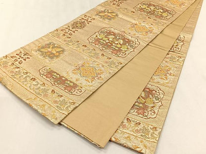 平和屋着物◎六通柄袋帯　優彩　金銀糸　正絹　逸品　CABJ6099yk