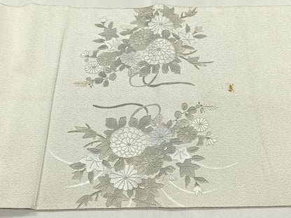 平和屋着物◎中国三大刺繍　相良刺繍　太鼓柄袋帯　花車文　銀糸　正絹　逸品　CABJ6101yk
