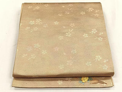 平和屋着物◎六通柄袋帯　螺鈿　舞桜文　ワンポイント　草花文　正絹　逸品　CABJ6102yk