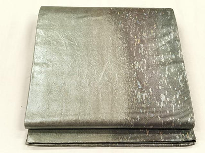 平和屋着物◎六通柄袋帯　霞文　銀糸　正絹　逸品　CABJ6103yk