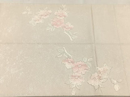 平和屋着物◎太鼓柄袋帯　刺繍　扇面草花文　銀糸　正絹　逸品　CABJ6105yk