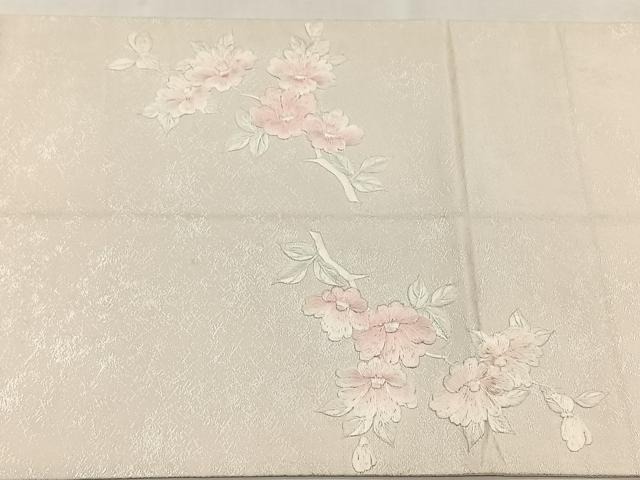 平和屋着物◎太鼓柄袋帯　刺繍　扇面草花文　銀糸　正絹　逸品　CABJ6105yk