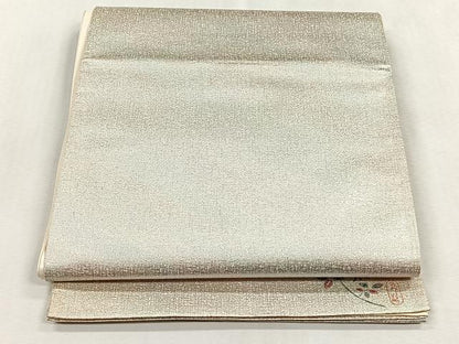 平和屋着物◎六通柄袋帯　作家物　霞文　ワンポイント　枝花文　正絹　逸品　CABJ6107yk